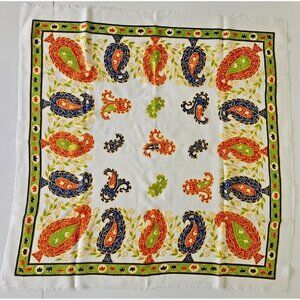 Vintage Unbranded Paisley with Geometric Boarders Print Womens Scarf Shawl Throw